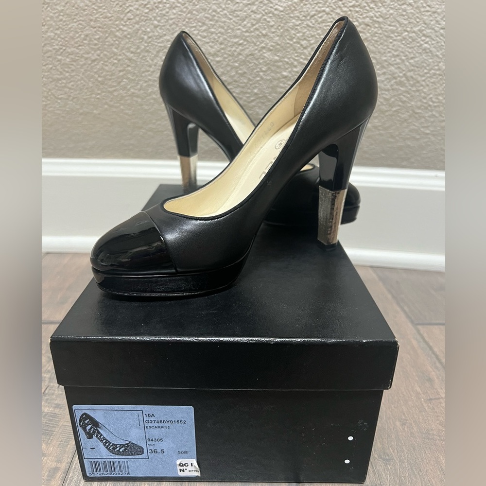 BNIB Chanel Black Cap Toe Pumps